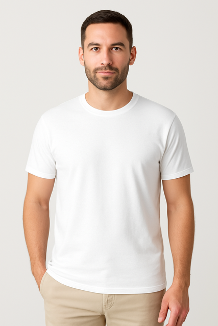 T-shirt 100% Gekamd Jersey 180 g/m² - Wit