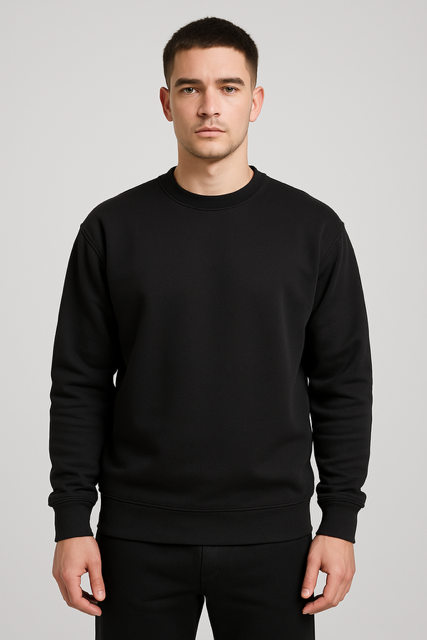 Sweater 100% Gekamd Fleece 320 g/m² - Zwart