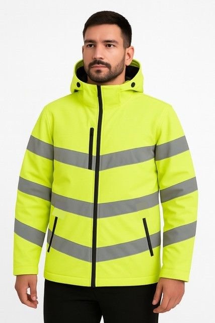 Hoge zichtbaarheids softshell werk jas - Fluorescerend Geel
