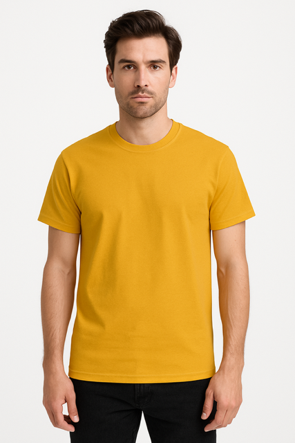 T-shirt van 100% Voorgekrompen Biologisch Katoen - Zonnegeel