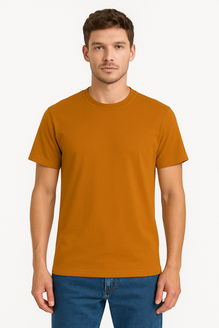 T-shirt van 100% Voorgekrompen Biologisch Katoen - Kurkuma