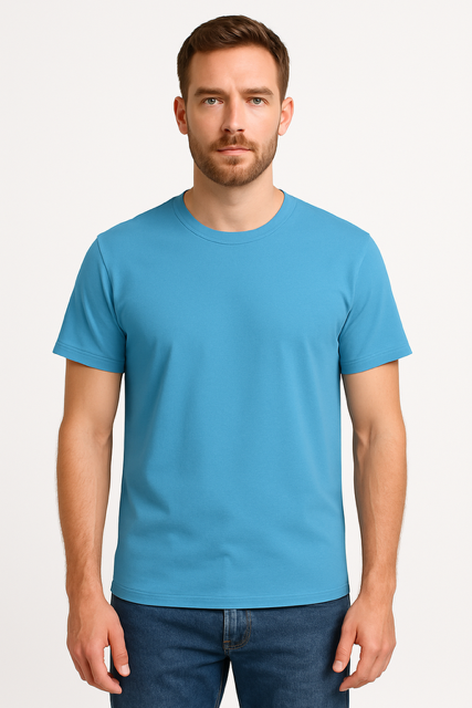 T-shirt van 100% Voorgekrompen Biologisch Katoen - Zeewater