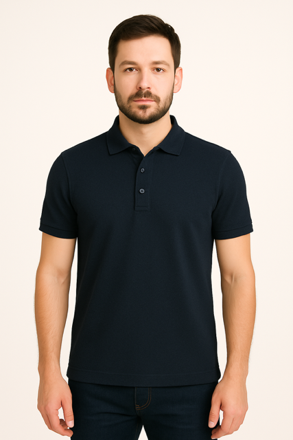 Poloshirt van biologisch katoen - Donkerblauw