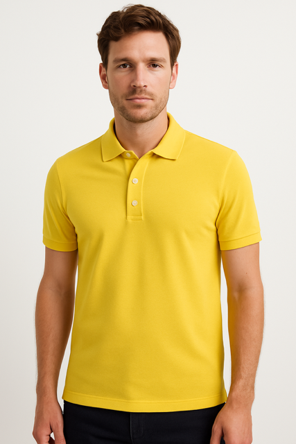 Poloshirt van biologisch katoen - Ananasgeel