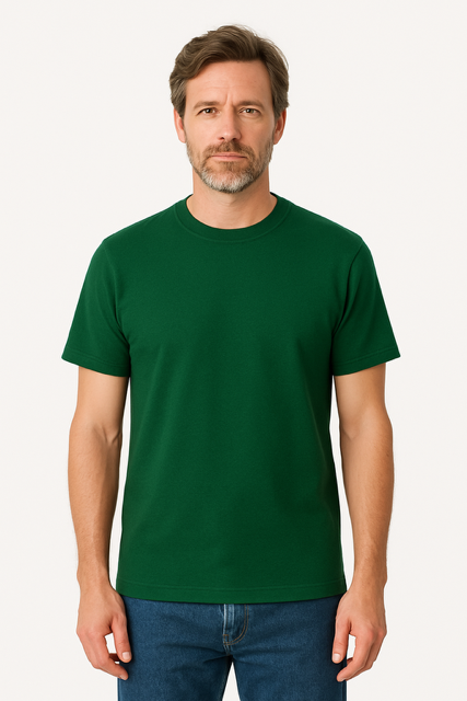 T-shirt van 100% Voorgekrompen Biologisch Katoen - Donkergroen