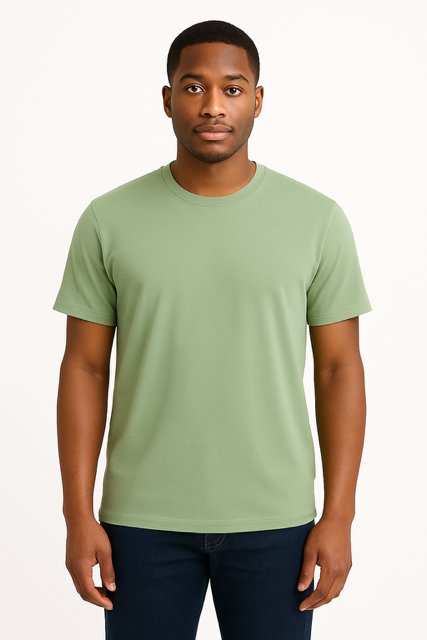 T-shirt van 100% Voorgekrompen Biologisch Katoen - Celadongroen