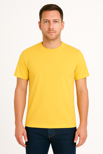 T-shirt van 100% Voorgekrompen Biologisch Katoen - Ananasgeel