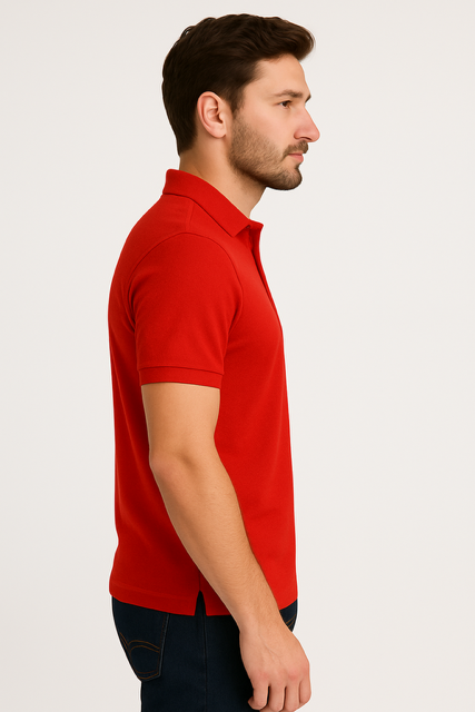 Poloshirt van biologisch katoen - Rood - Image 3