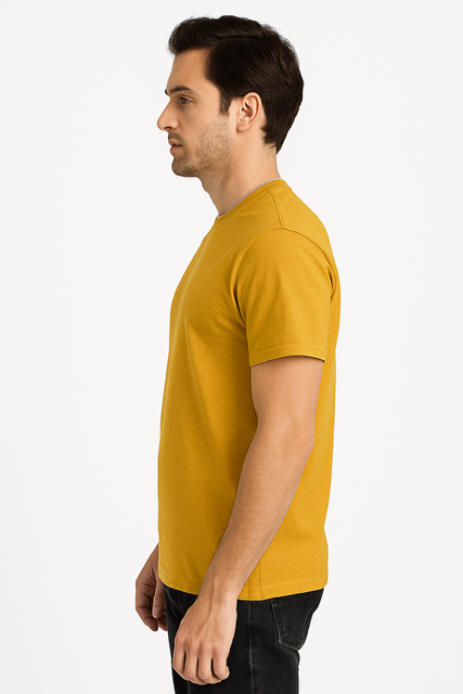T-shirt van 100% Voorgekrompen Biologisch Katoen - Zonnegeel - Image 4