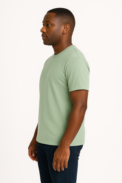 T-shirt van 100% Voorgekrompen Biologisch Katoen - Celadongroen - Image 4